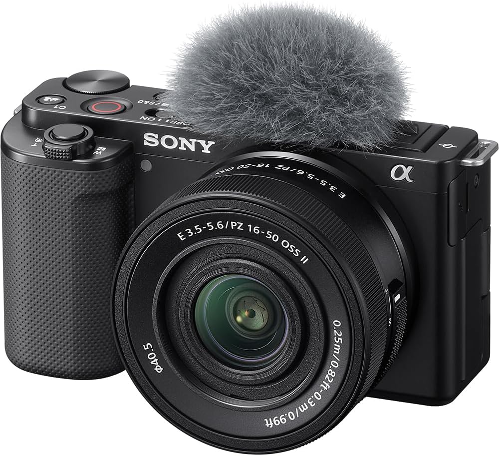 Sony ZV-E10 Mirrorless Digital Camera ZV-E10 Power Zoom Lens Kit (Included Lens: SELP16502), Black, ZV-E10K BQ Lens Replaceable APS-C E10K Black
