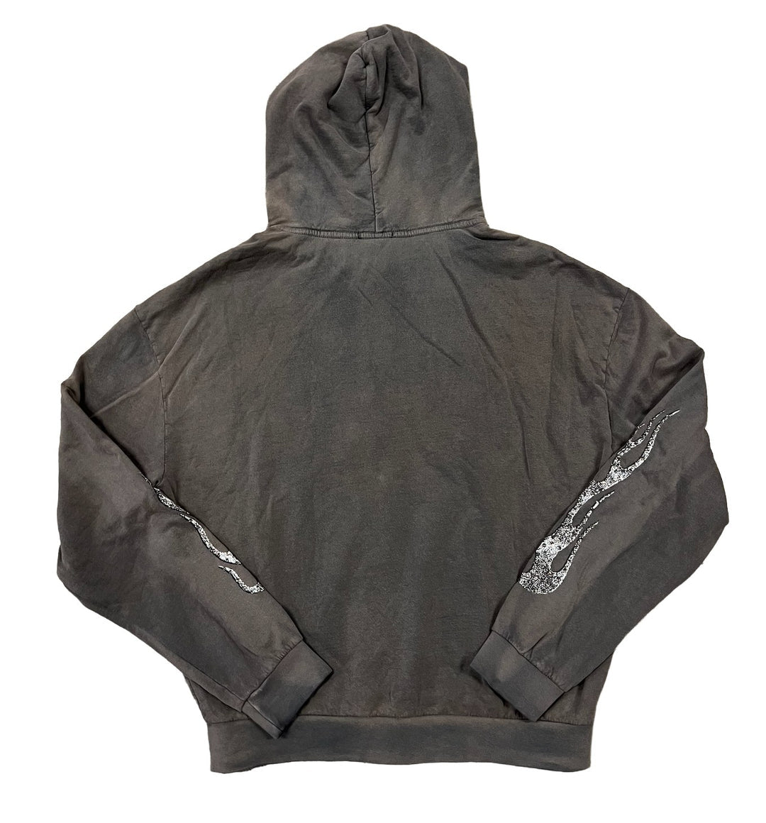 BOSSI 'WASHED GREY AND WHITE' RHINESTONE ZIP-UP