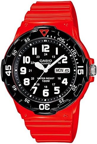 CASIO Diver's Look 100M Waterproof Analog Plastic Belt Watch for Men Unisex (MRW-200HC-4B, MRW-200HC-7B) (MRW-200HC-4B(Red)