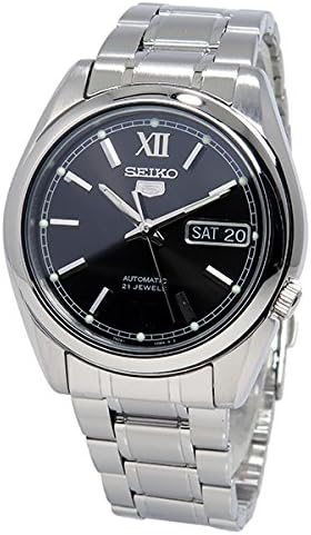 Father's Day Gift Automatic SEIKO Five Automatic Metal Strap Watch Back Skeleton for Men (SNKL53K1 SNKL55K1) (SNKL55K1 (Black))