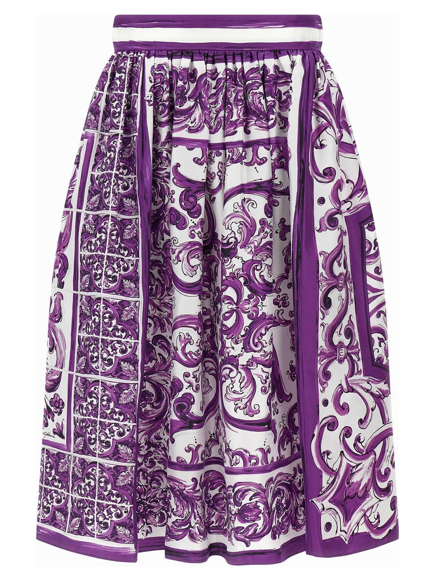 Dolce  Gabbana Dolce＆Gabbana 'Maiolica'プリントシルクスカート - Image 2