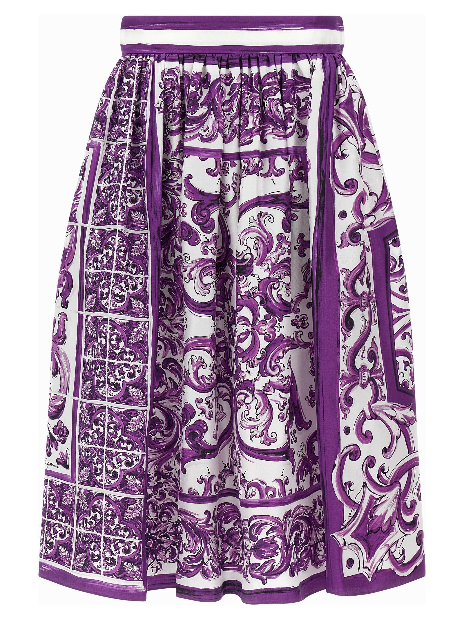 Dolce  Gabbana Dolce＆Gabbana 'Maiolica'プリントシルクスカート - Image 2