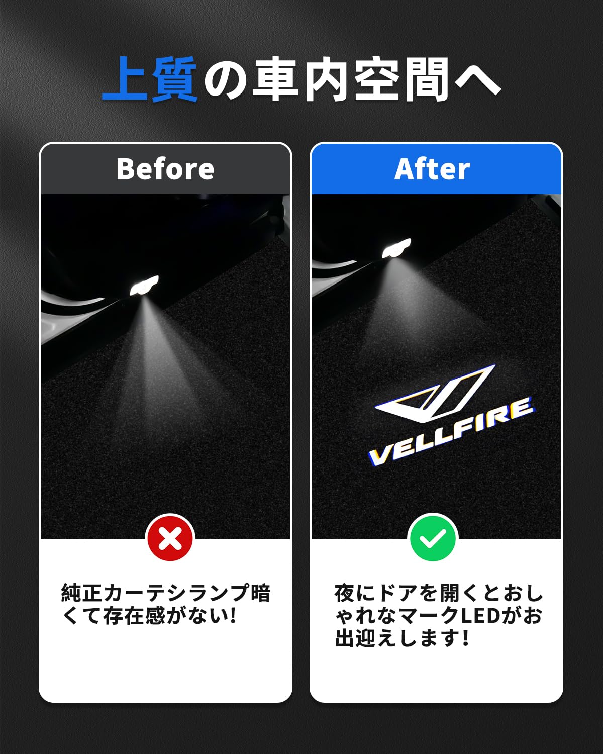 Toyota Vellfire AAHH4#/TAHA4# Door Welcome Light Exclusive Design, Genuine Replacement, High Brightness, Custom Parts, Accessories, Door Lamp, Mounting Tools, For Driver & Passenger 2PCS Set