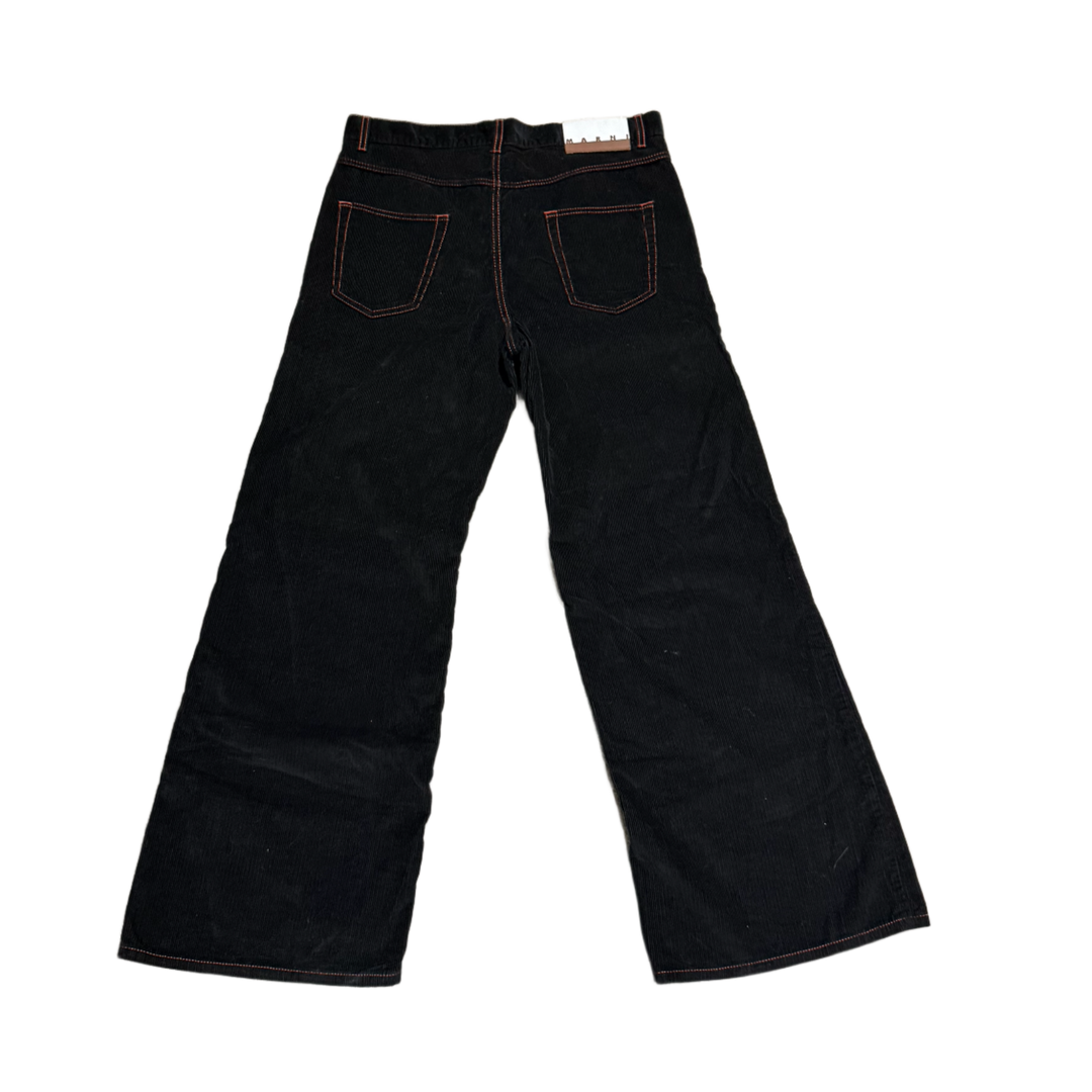 MARNI 'BLACK' WIDE LEG CORDUROY PANTS