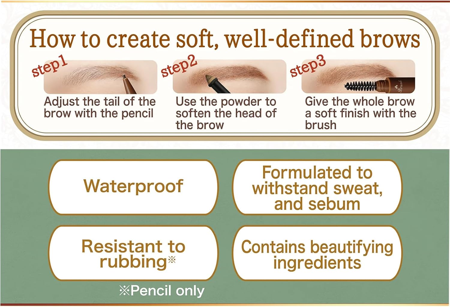 CANMAKE TOKYO 3 in 1 Eyebrow 02 Ash Brown Pencil Eyebrow Powder Eyebrow with Brush