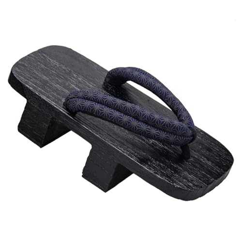 [cnstone] Men's Geta Clogs, Soft Nose Straps, Yakata/Black Lacquered Paulownia Clogs, Men's Cosplay, Two-ply Geta for Cosplay, Yukata, Summer Kimono, Unique Pattern, Men's Paulownia Clogs, Gift,