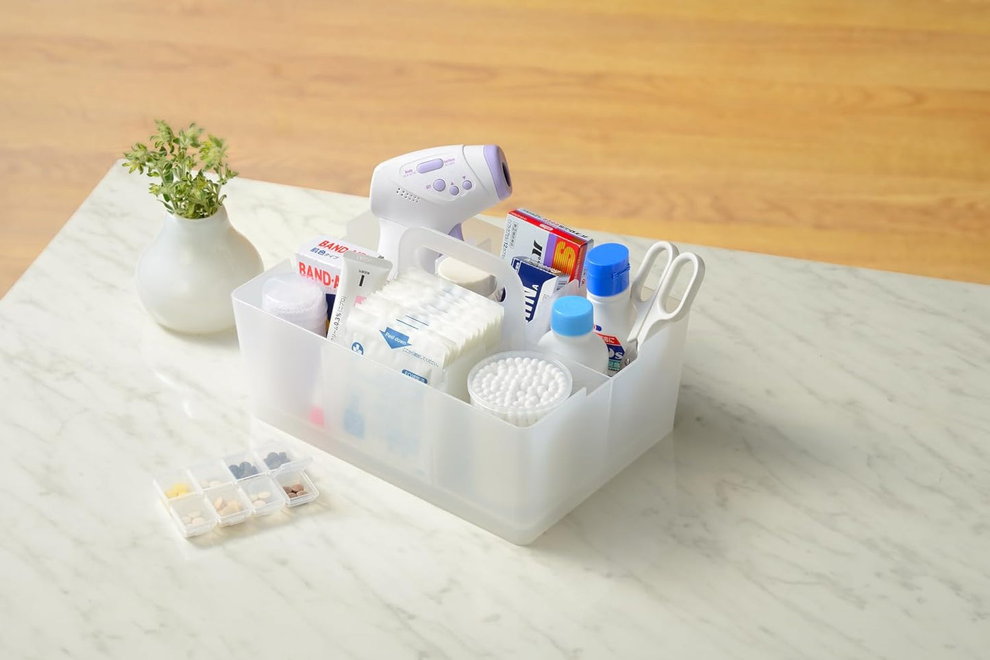 JEJ Astage Storage Box, Desk Tote, Desk Organizer, Stacked, Made in Japan, Clear, Width 10.2 x Depth 7.4 x Height 5.7 inches (26 x 18.8 x 14.5 cm)