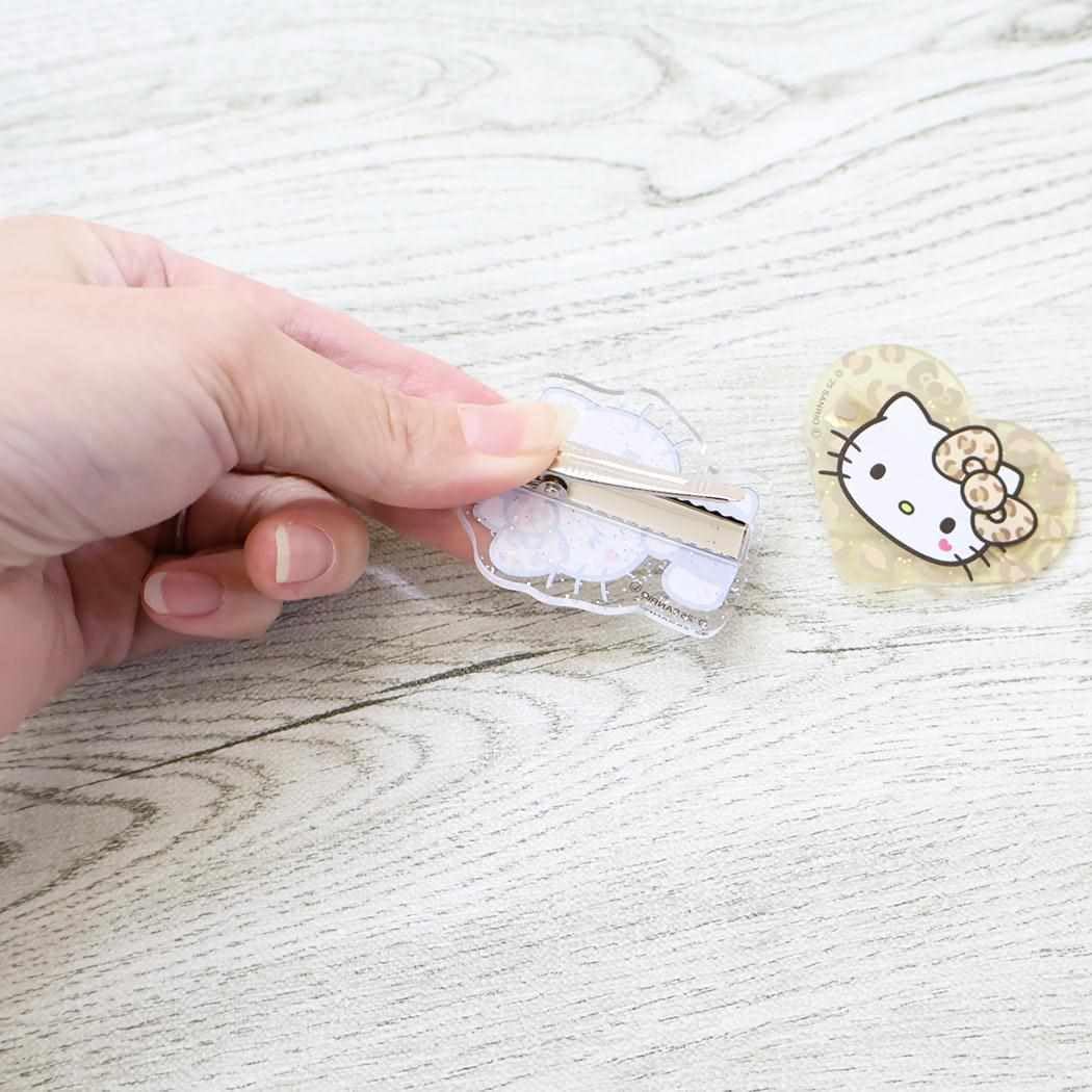 Camio Japan 068895 Hello Kitty Lamé Kira Hair Clip, Brown, Gal Art Big Ribbon