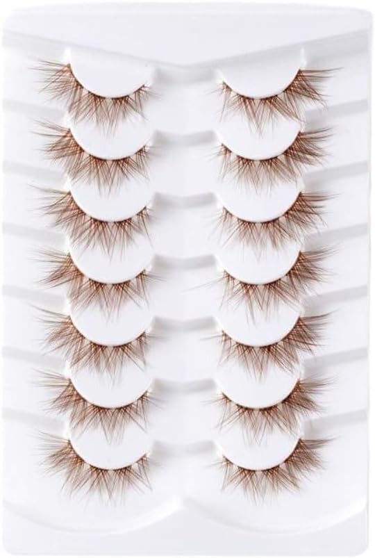 7 Pairs Natural Look Cartoon Anime False Eyelashes Brown Cluster False Eyelashes Special Design Fluffy False Eyelashes for Women Beauty