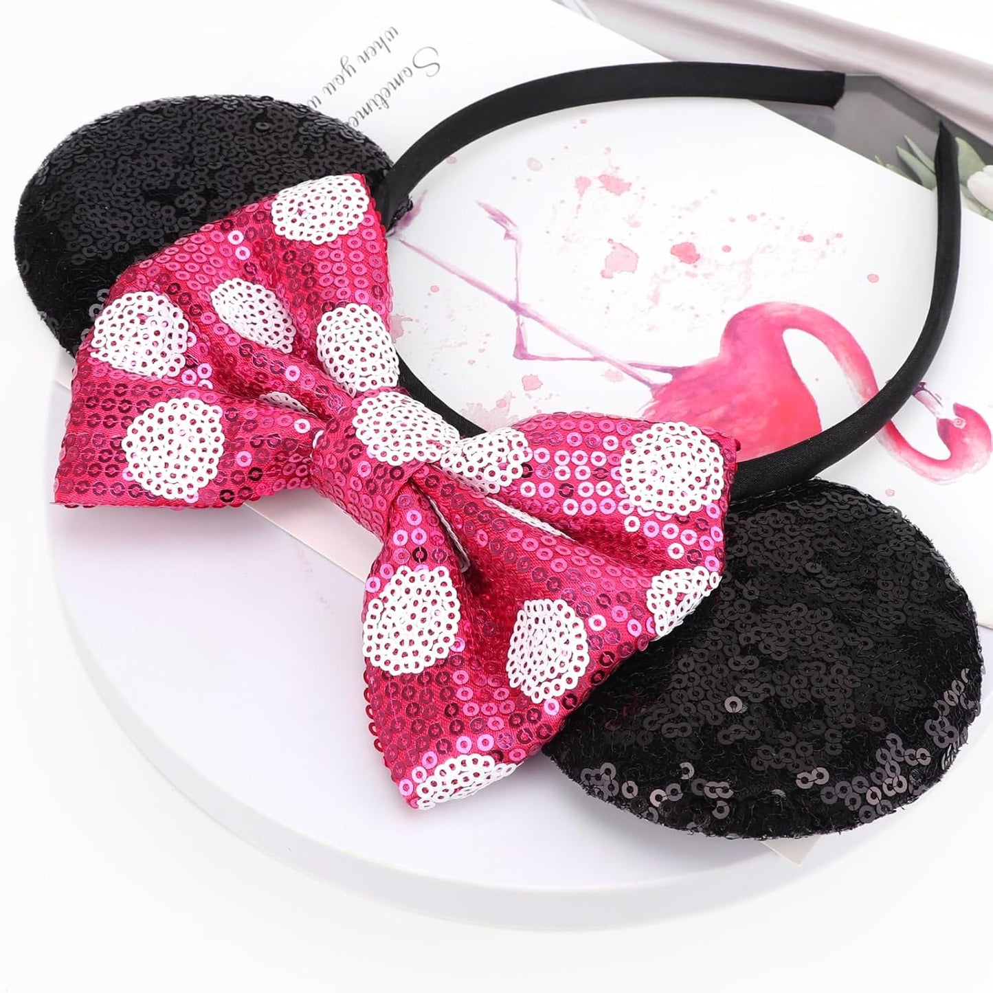 DRESHOW Mouse Ears Bow Headbands Sequins Party Decoration Cosplay Costume for Women