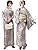 Aletta domani Women's Yukata 2-Piece Set, Yukata Belt Set, Half Width Belt, Reversible, 100% Cotton, Classic Pattern, Fireworks Festival