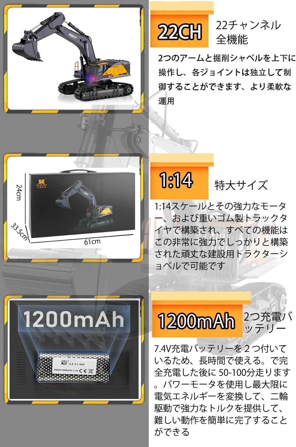 Excavator Radio Control Super Alloy Enhanced Version Excavator Multi-function Construction Vehicle Power Shovel Radio Control 22CH 2.4GHz Wireless 360/680 Degree Rotation 1:14 RC Shovel Bed Sandbox
