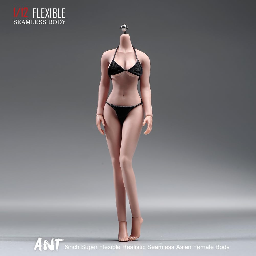 1/12 scale female body, 6.inch ultra flexible 22 joints seamless female body micro beauty three-dimensional action doll, removable foot model, suitable for hobby collection (muscle muscles)
