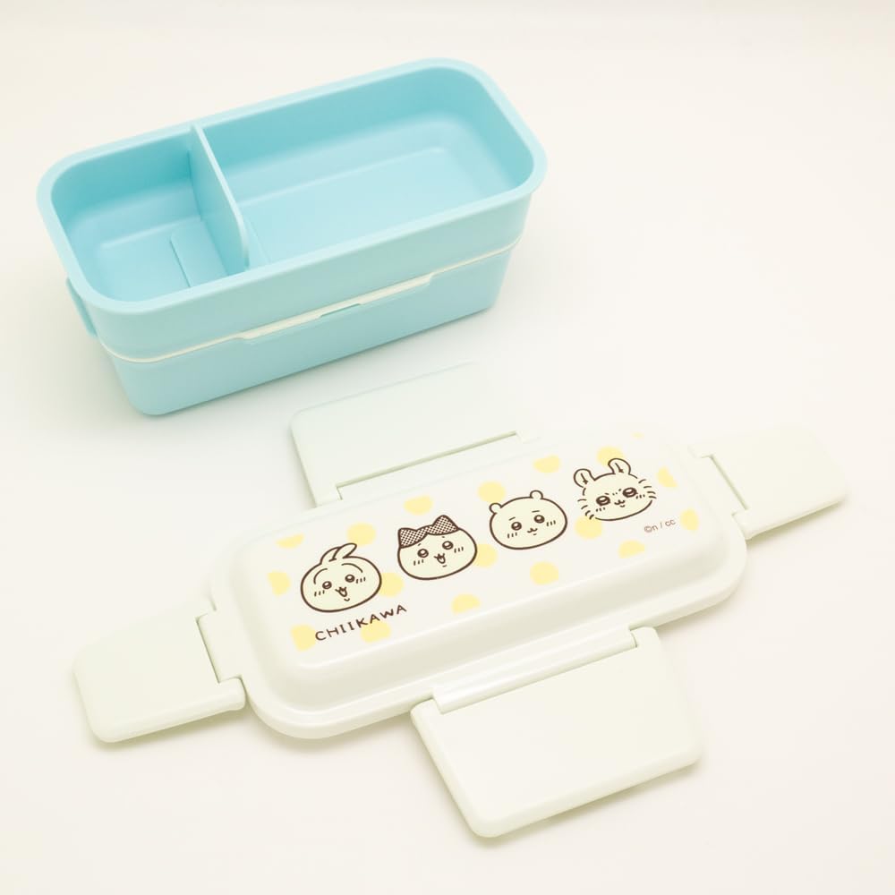 OSK Bento Box, 2-Tier with Divider, 600ml, Chiikawa CKW No.5, Made in Japan, Antibacterial, Dishwasher and Microwave Safe, PCW-600S