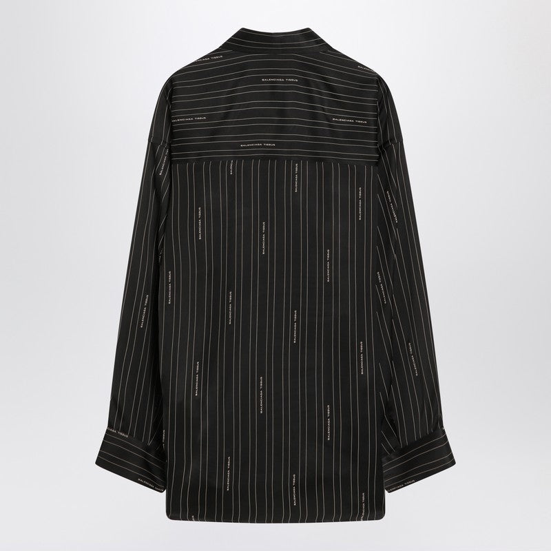 Balenciaga バレンシアガピンストライプ黒いボタンダウンシャツ - Image 2