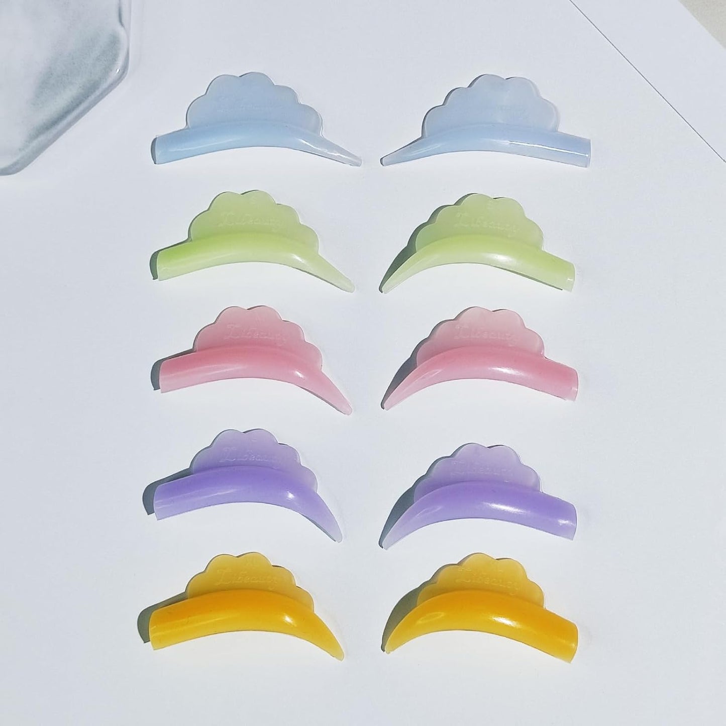 Libeauty Eyelash Perma Lot Crown Shape Reusable Silicone Eyelash Lift Pads, 10pcs/5 Sizes, Extreme Soft Eyelash Lifting Shield, Tubular Perm Lot Eyelash Perm Tool