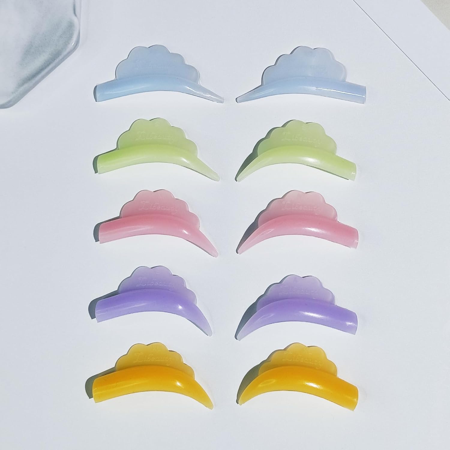 Libeauty Eyelash Perma Lot Crown Shape Reusable Silicone Eyelash Lift Pads, 10pcs/5 Sizes, Extreme Soft Eyelash Lifting Shield, Tubular Perm Lot Eyelash Perm Tool