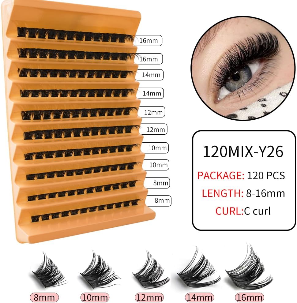 120MIX-Y26 Partial False Eyelashes, Bulk Feel, Natural, Large Capacity, Handmade, For Stage Use, Everyday Makeup