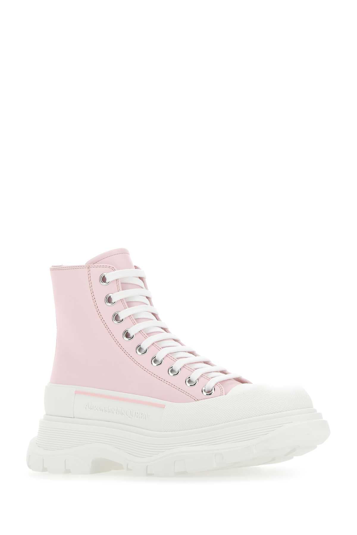 Alexander Mcqueen アレクサンダーマックイーンパステルピンクレザートレッドスリックスニーカー - Image 2