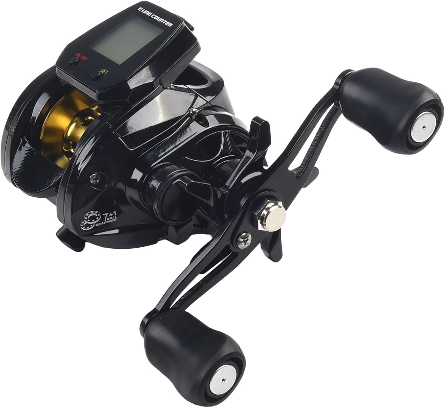 Digital Display Bait Reel 7.2:1 Gear Ratio, Fishing Reel, Bite Alarm Function, Depth Counter, 10 Adjustable Magnetic Brakes, Left/Right Winding, USB Rechargeable, Aluminum Alloy, Maximum Drag Force