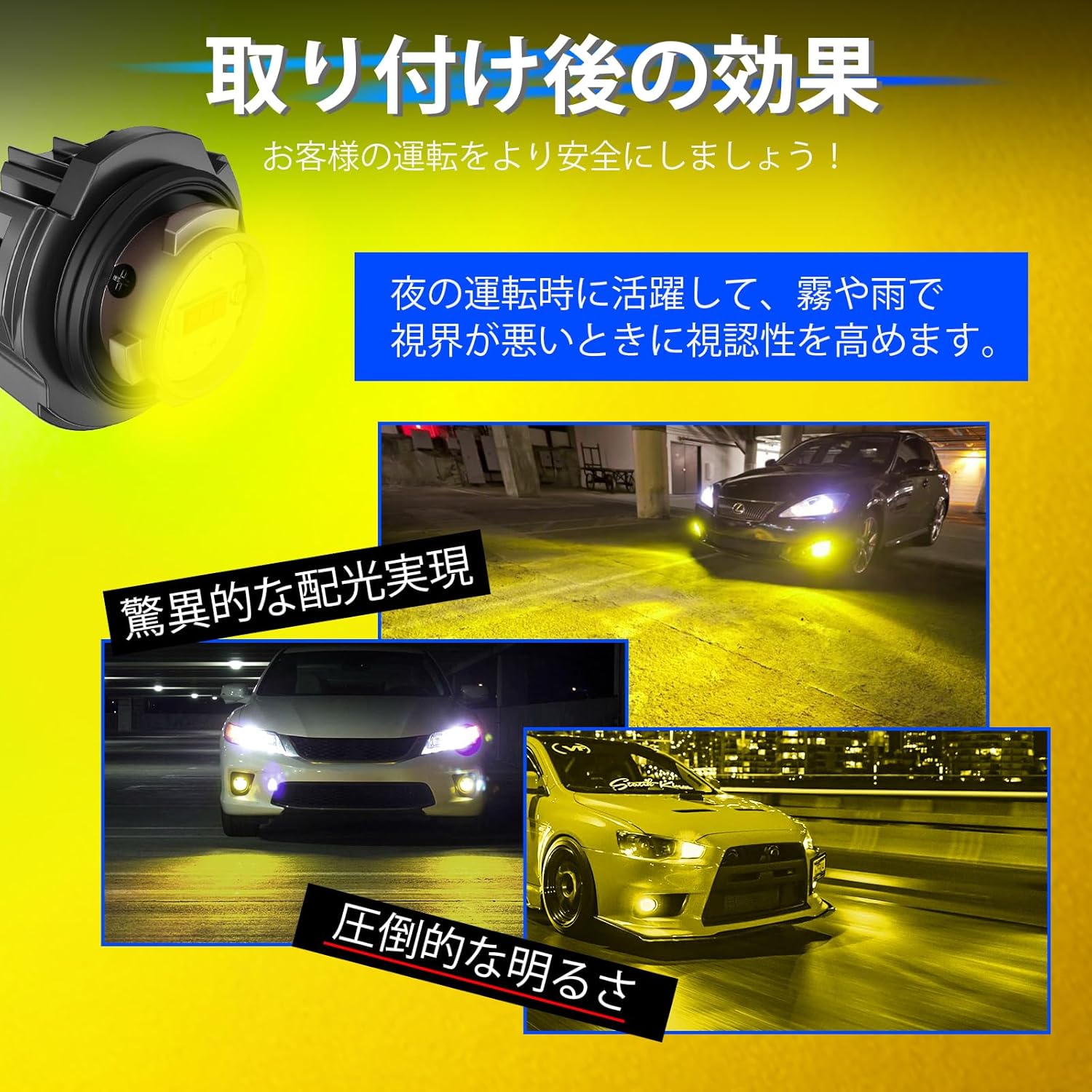 Novsight L1B LED Fog Lamp, White (9000 LM/6,500k), Memory Function, Vehicle Inspection Compatible, DC 9-18 V, 2 Sets Included, New Model Genuine LED, Explosion, Replacement Bulb, Custom Parts for