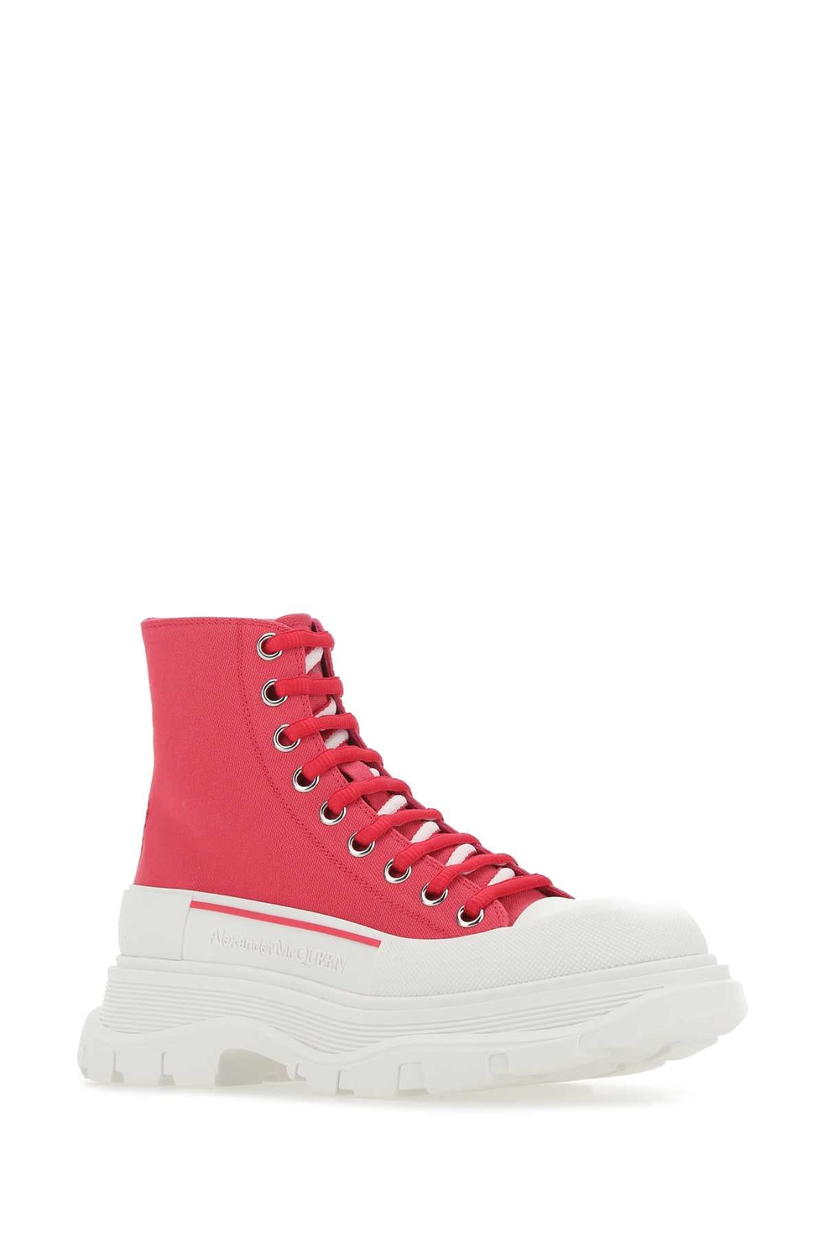 Alexander Mcqueen アレクサンダーマックイーンフクシアキャンバストレッドスリックスニーカー - Image 2