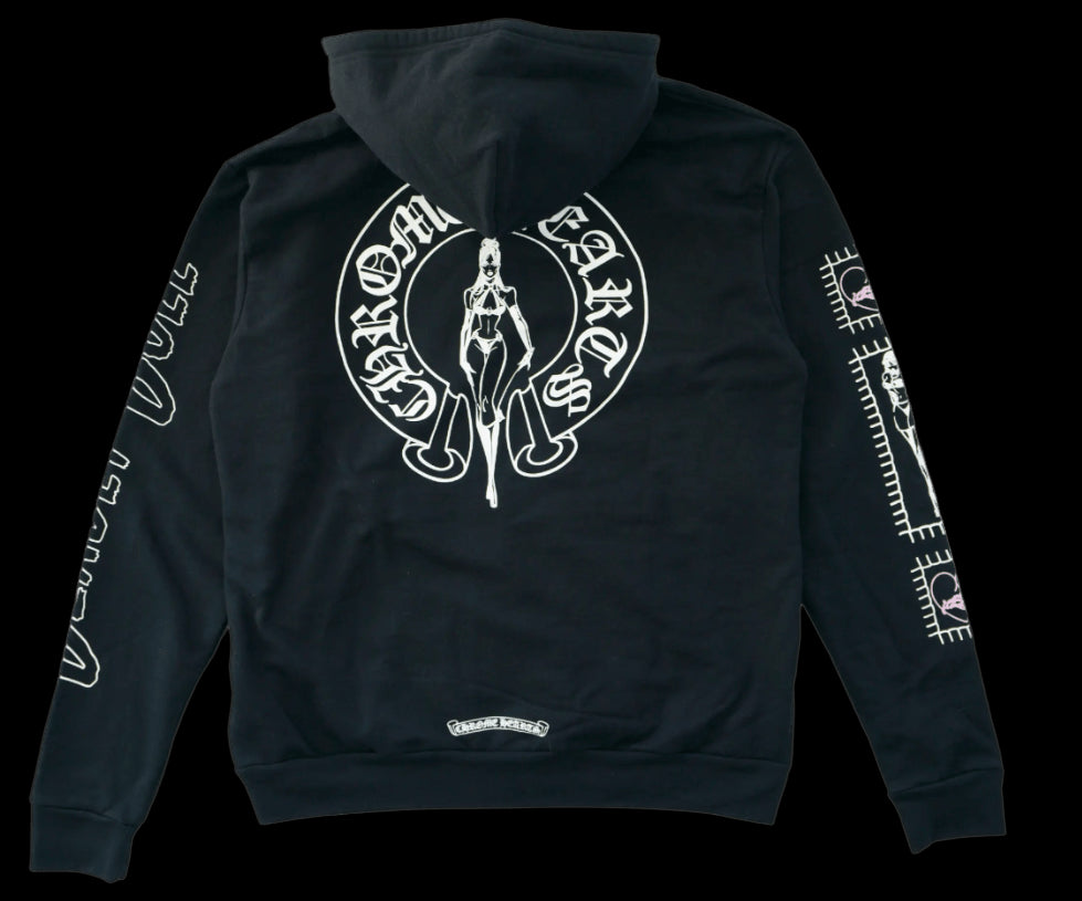 CHROME HEARTS DEADLY DOLL HORSESHOE ZIP UP HOODIE