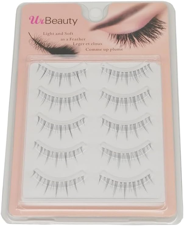 False Eyelashes, Set of 5, Popular, Handmade, Actress Eyelashes, Transparent Shank, Natural Finish, Popular, Everyday Makeup, Cosplay