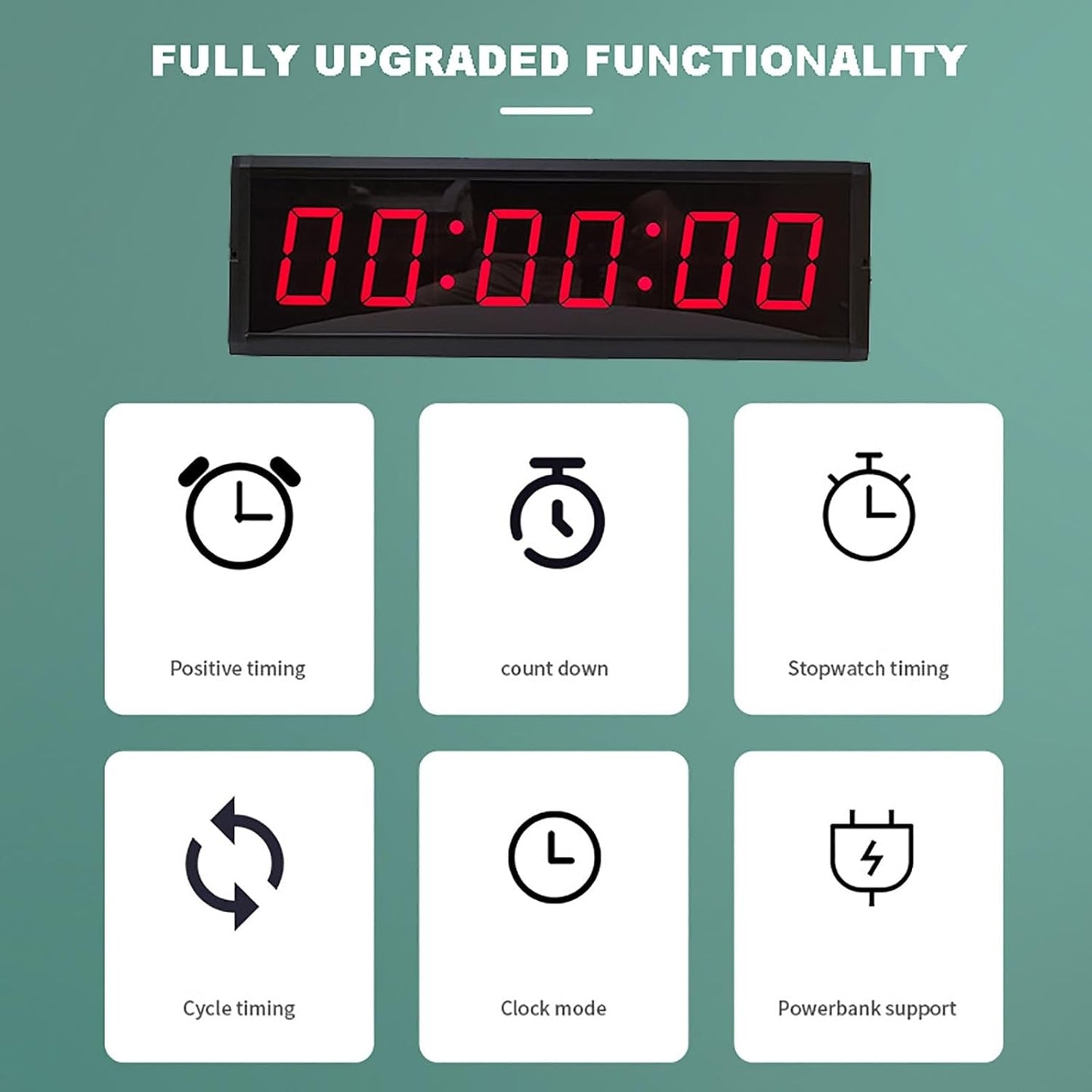 MYJYG 6-bit Competition Timer with Stopwatch Button, LED Digital Wall Clock for Fitness Training Interval Timer Gym, Game, Speed Racing Size: 1.5"