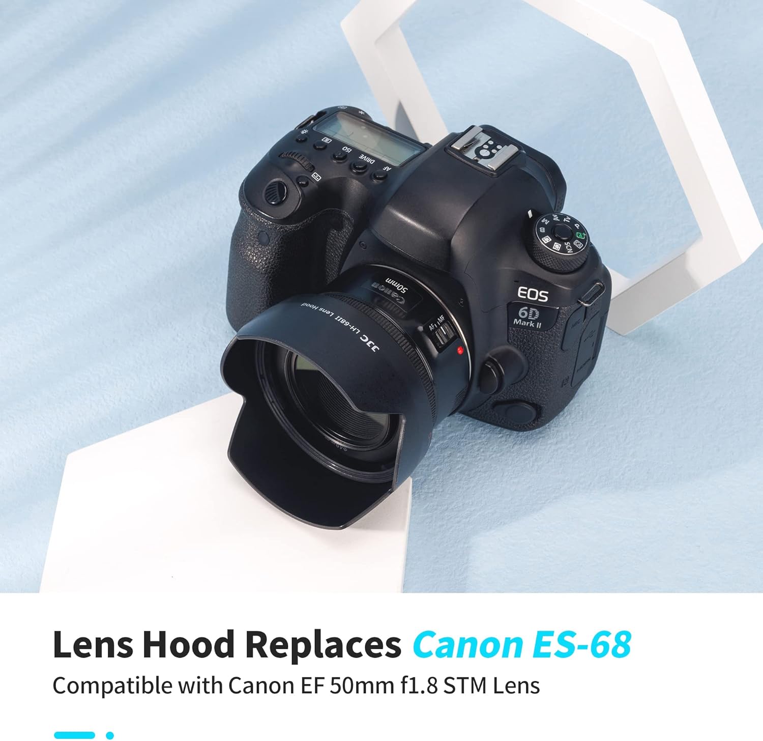 50mm Reversible Lens Hood Shade for Canon EF 50mm f/1.8 STM Lens Canon ES-68 Hood Tulip Flower Design Black