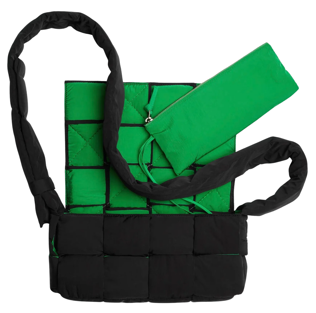 BOTTEGA VENETA 'BLACK PARAKEET' PADDED TECH CASSETTE BAG