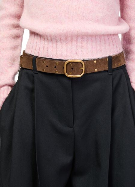LOEWE Rounded soft studded belt in suede calfskin - Image 2