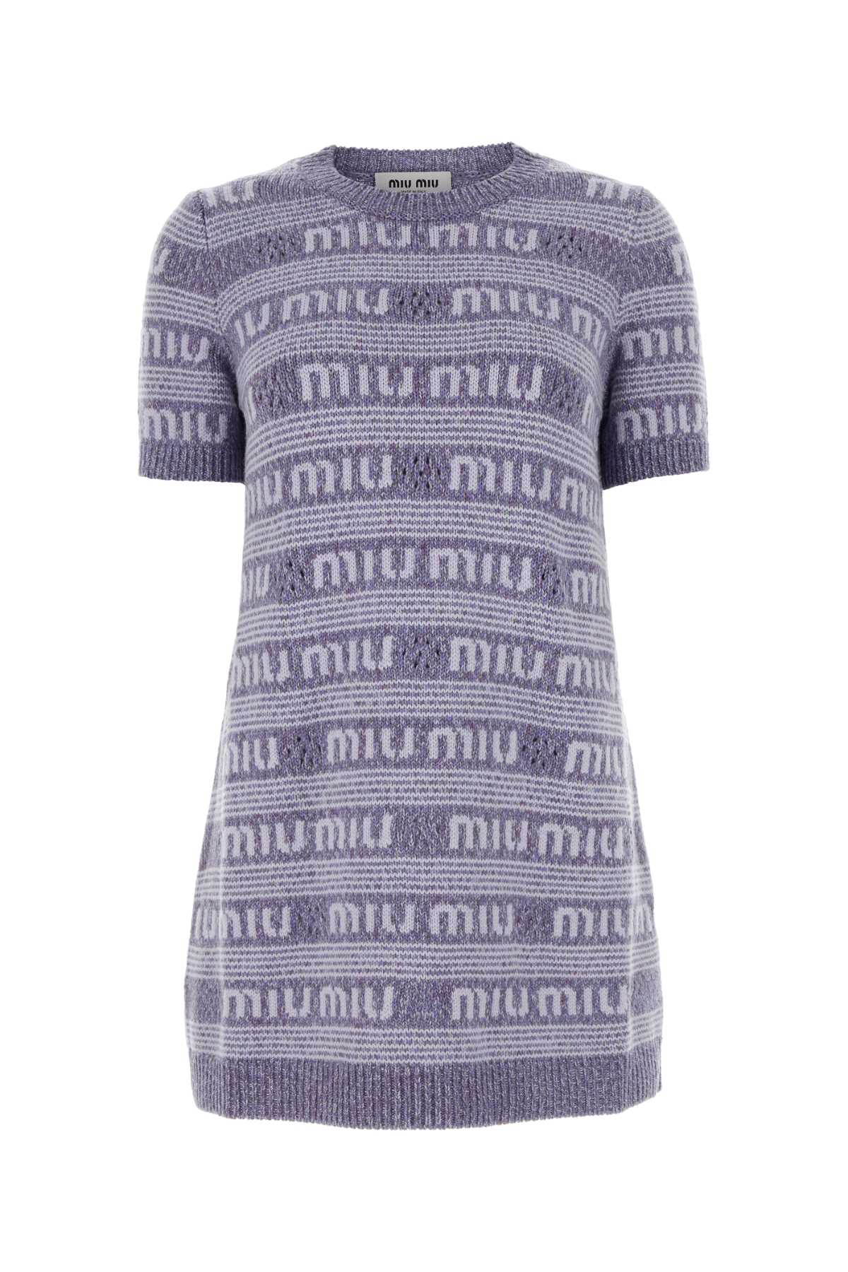 Miu Miu Miu刺繍ウールブレンドミニセータードレス - Image 2