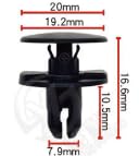 Deepa Ribusu 91501-TR0-003 Honda 91501-TR0-003 20-Piece Set, 0.3 inch (8.5 mm) Hole Diameter, For Front Fenders, For Tire Houses, Plastic Rivet, Push Rivet, Trim Clip, Inner Lining, Grille Clip,