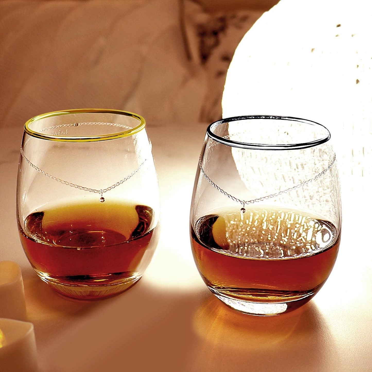 LARA Christie lh-84-0001p Glass Pair Platinum, Gold Rimmed Tumbler