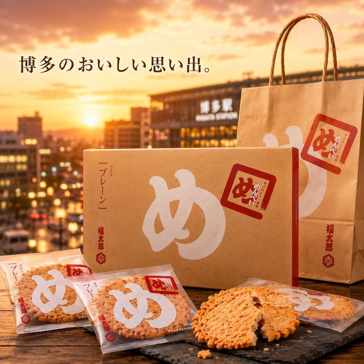 Fukuoka Limited Product: Fuktaro Menbei, Plain (2 Sheets x 16 Bags), Fukuoka Souvenir, Spicy Mentai, Flavor, Senbet, Handbag, Fukuoka Souvenir, Gift, Gift, Sweet, Homecoming Souvenir, Present