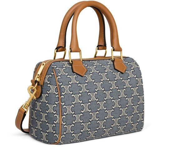 CELINE Small boston in Triomphe jacquard and calfskin - Image 2