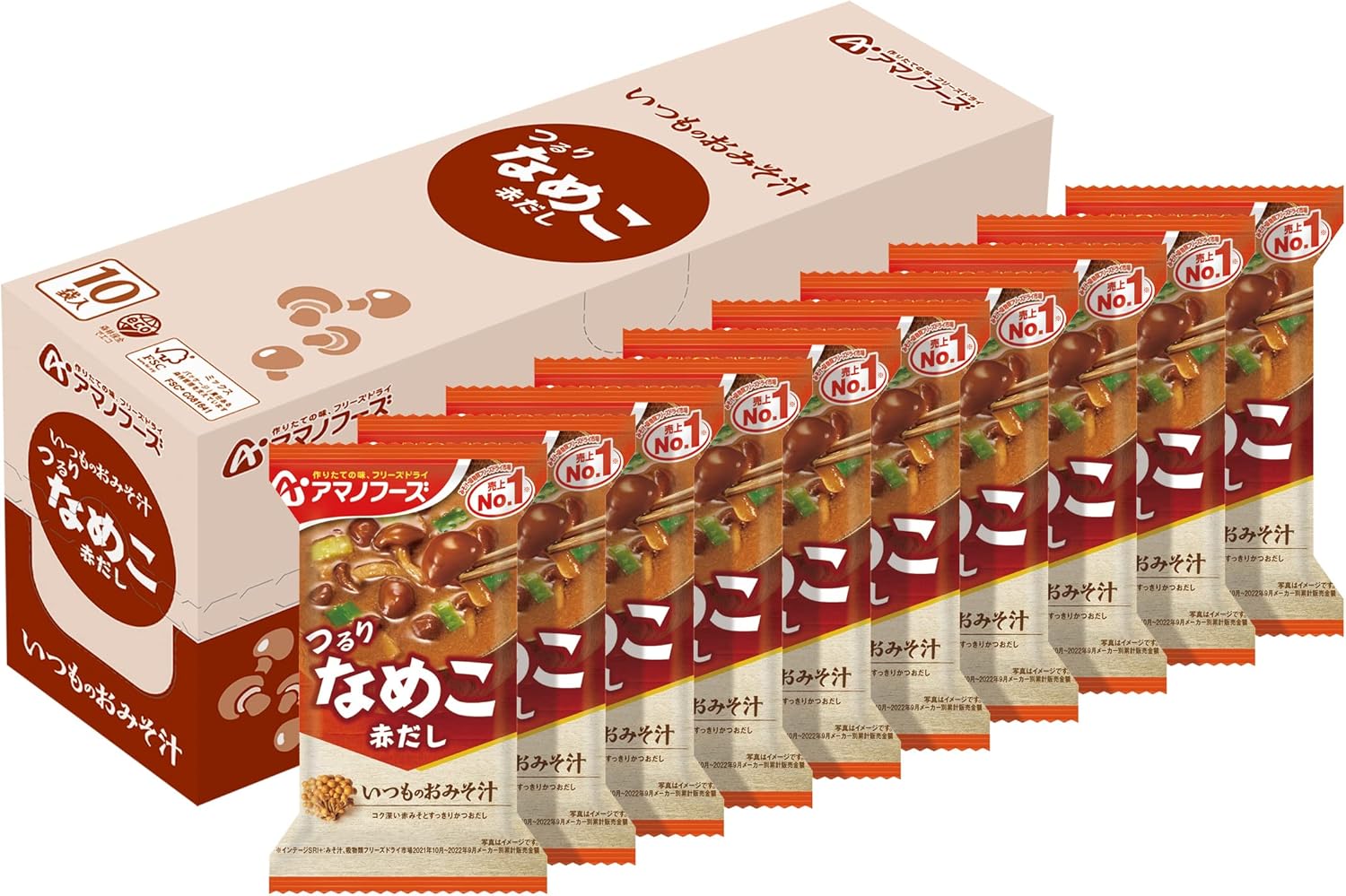 Amano Foods Everyday Miso Soup Red Dashi Nameko 0.3 oz (8 g) x 10 Packs