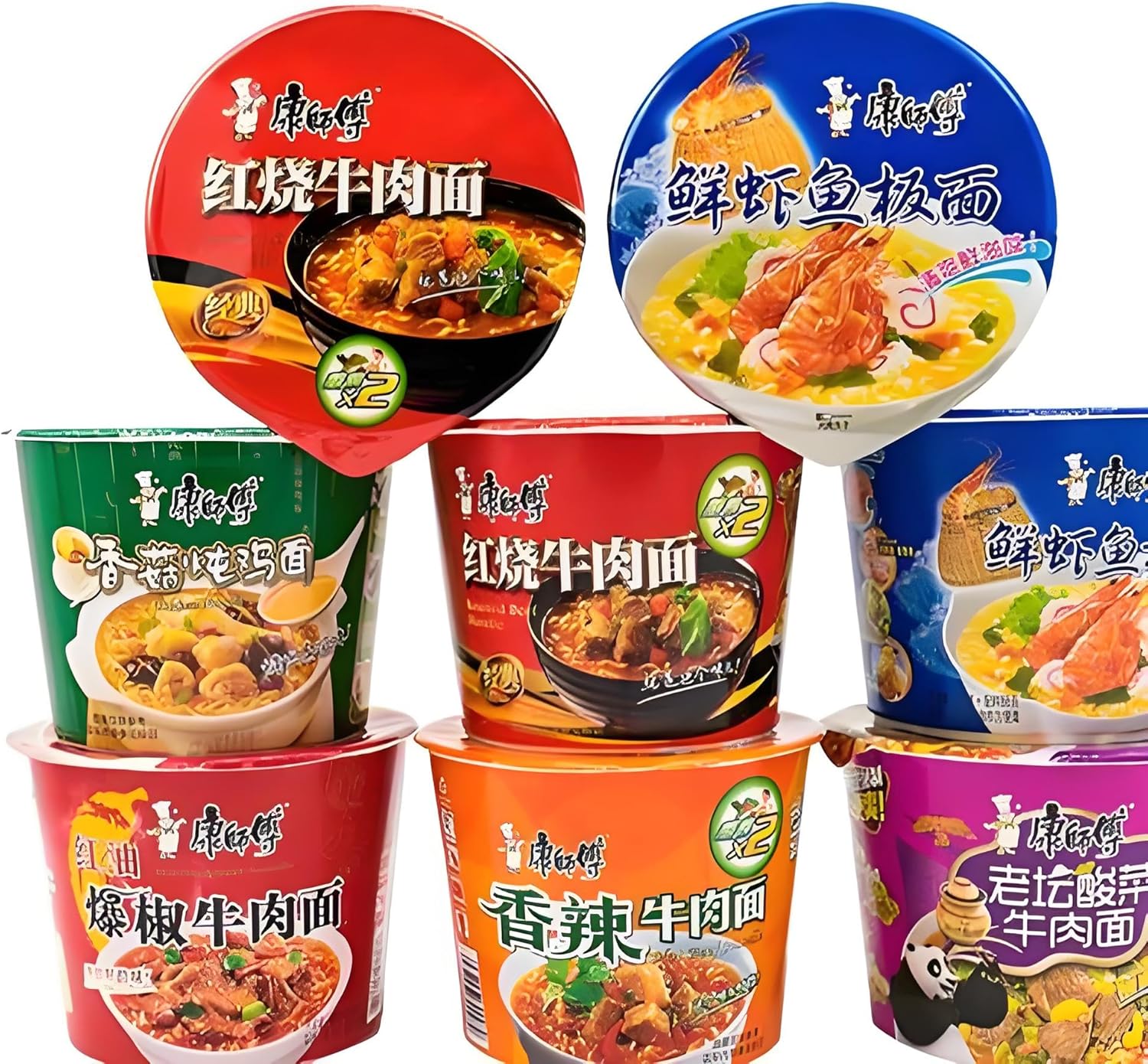 Koshita Convenient Noodles Cup Noodles, 8 Pieces, Couples Ramen Assortment, Instant Ramen, Barrel Noodles, Random Flavor, 1 Serving x 8 Pieces