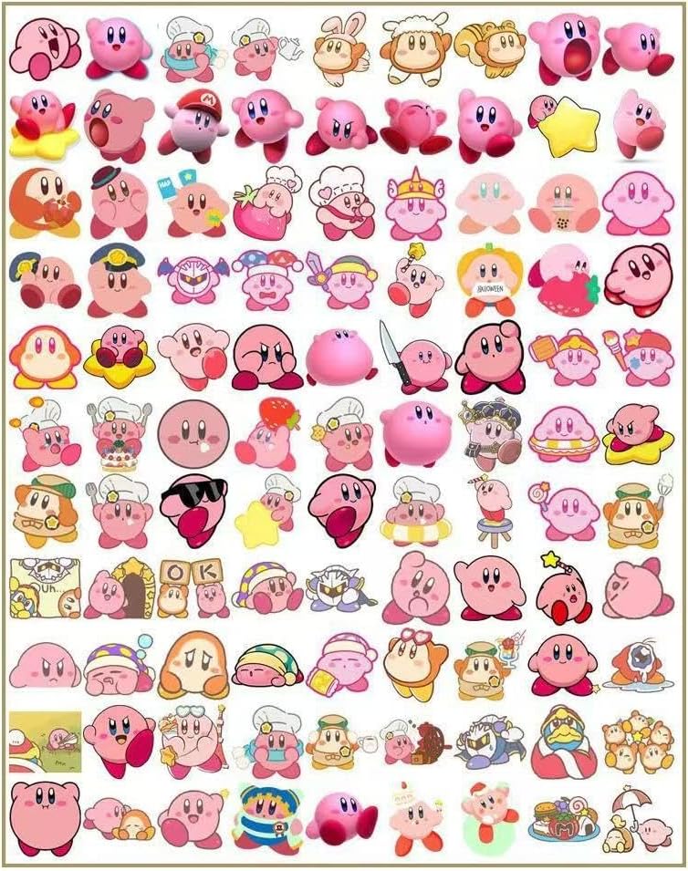 Kirby Sticker Collection Sticker Set, Anime, Cartoon Stickers, Cute, Notebook, Children's Seal, Waterproof PVC Stickers, Character Goods, Popular, Pictures, Gift, DIY Decoration, Letter, Mobile Phone