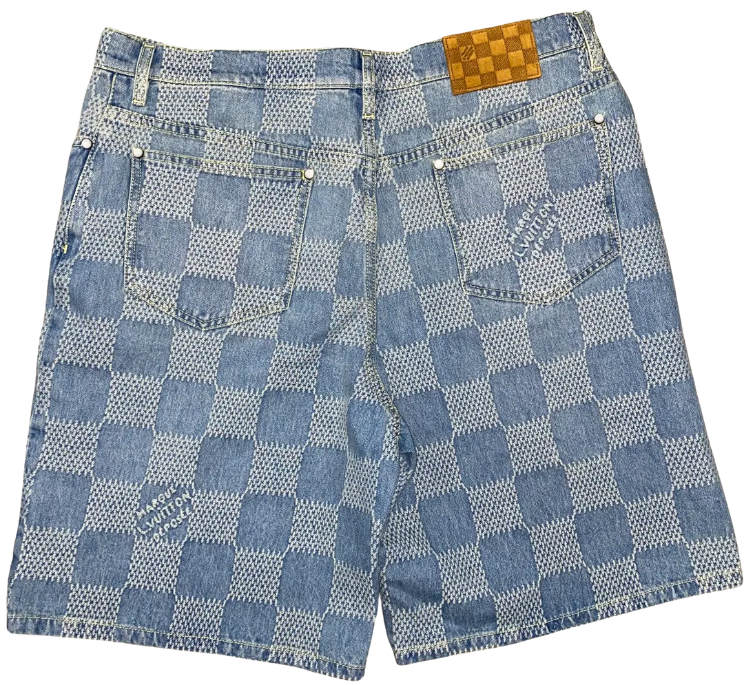 LOUIS VUITTON 'DAMIER 3D LIGHT' DENIM SHORTS