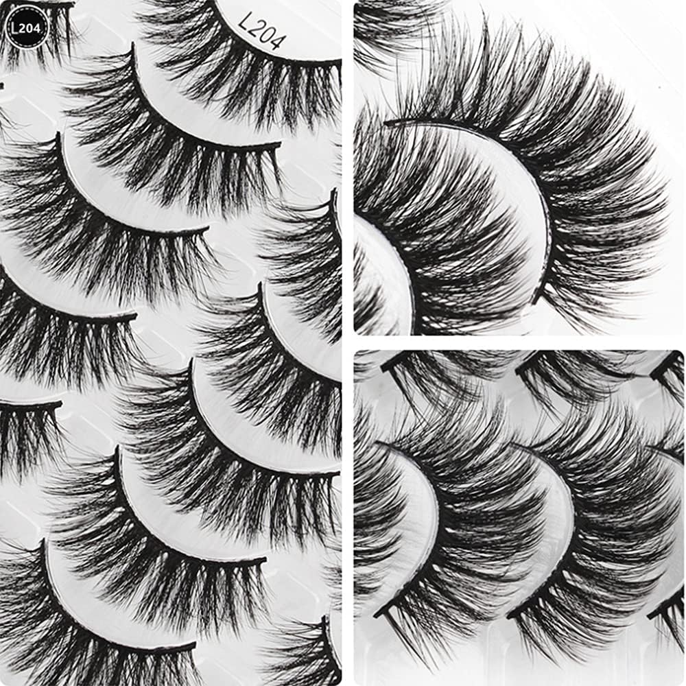 SHIDISHANGPIN 16 Pairs Black Eyelashes Natural Long Multilayer Fluffy Eyelashes 3D Thick Eyelashes Handmade False Eyelashes (L204)