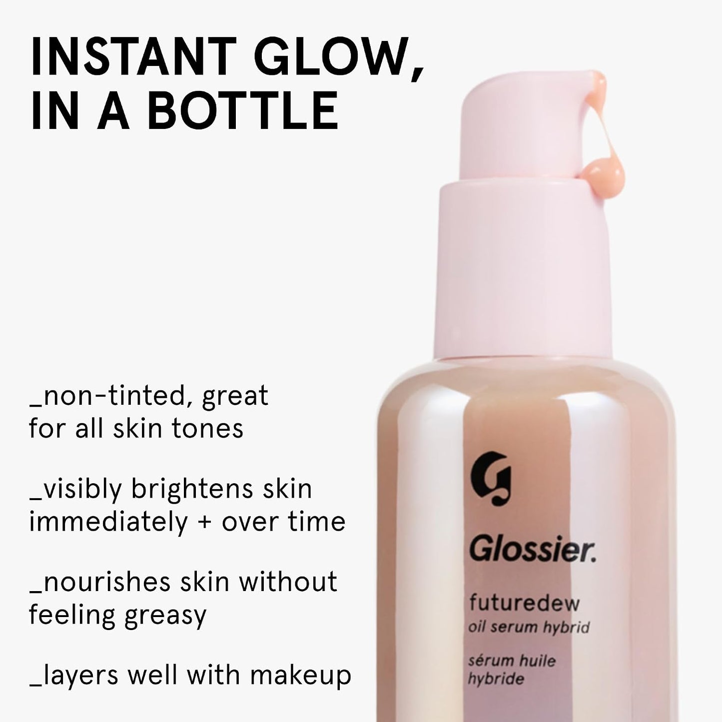 Glossier Futuredew - Hydrating Makeup Primer, Highlighter & Skincare Serum + Nourishing Oils & Plant-Based Extracts - Enhancing Dewy Sun-Kissed Skin Glow, Up to 12Hr Longwear, Non-Comedogenic, 1fl oz