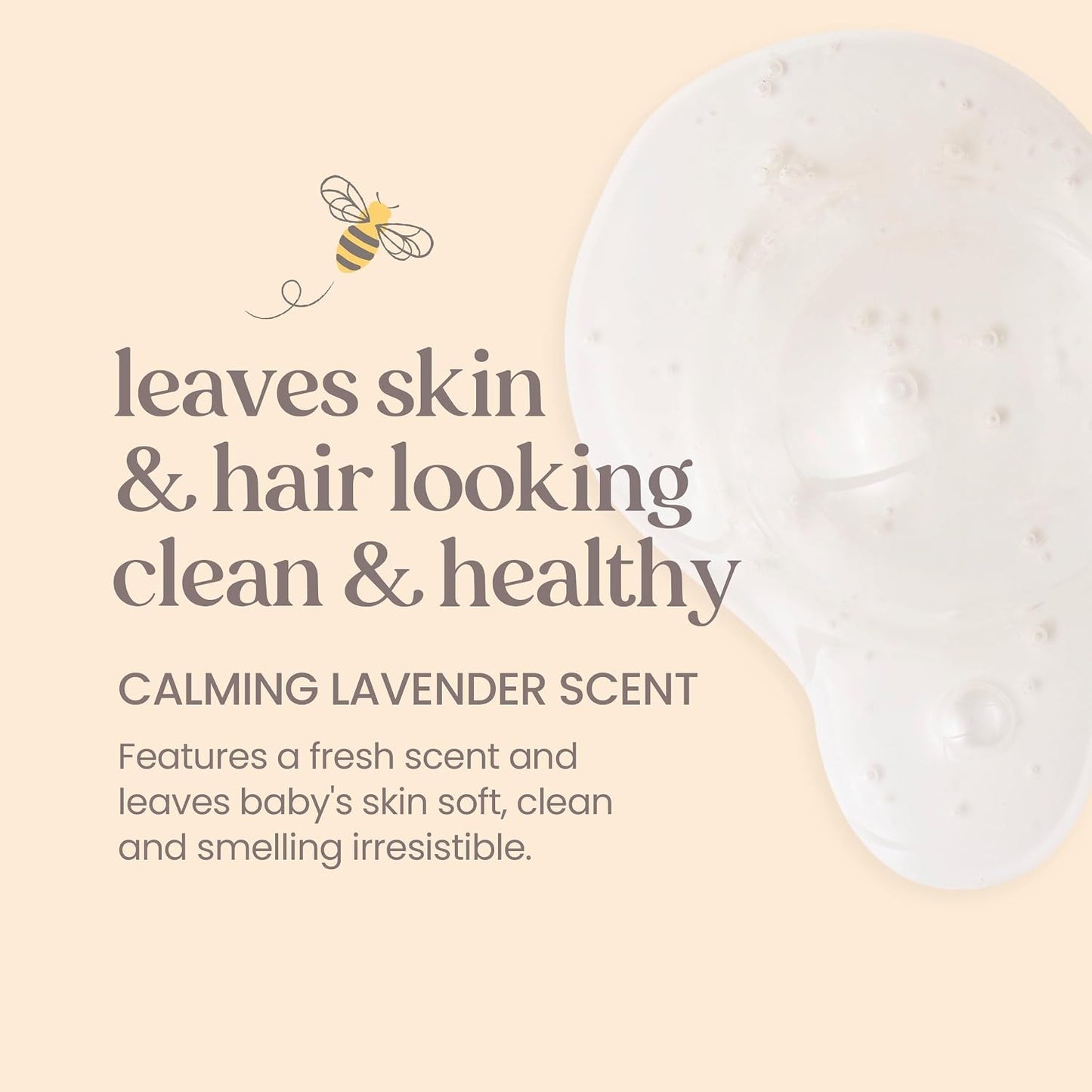 Burt's Bees Champú para bebés y gel de baño con lavanda, jabón calmante sin lágrimas, 98% de origen natural, 12 onzas líquidas (paquete de 3)