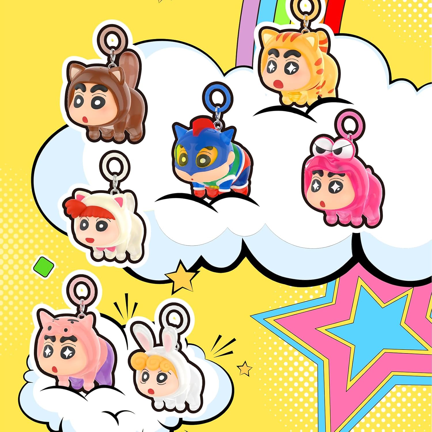 TOP TOY Crayon Shin-chan "Mini Flying Super Power" Series [3 Pieces] Gacha Blind Box Figure Plastic Model Premium Toy Accessory PVC Vinyl Vinyl Figure Birthday Present Collector