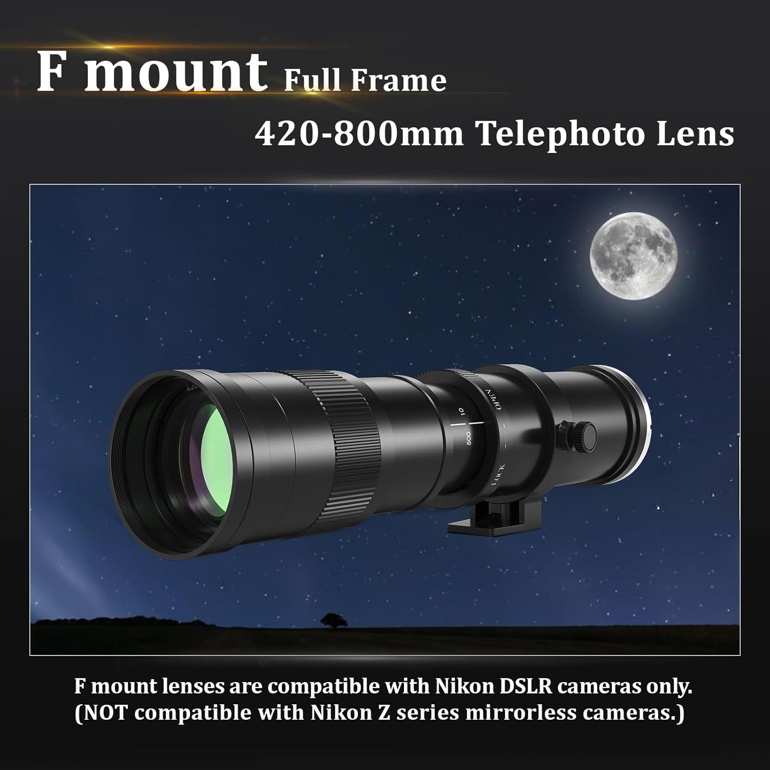 BENOISON Telephoto Lens for Nikon - F Lens for 420-800mm Nikon DSLR Manual Focus MF Zoom Lens for Nikon D3500 D850 D7500 D5600 D3400 D500 D7200 D5500 D750 D810 [Compatible with D Series]