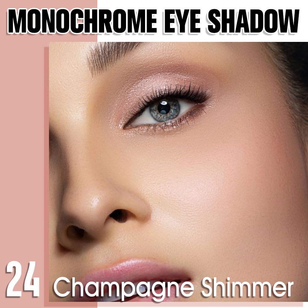 Sombra de Ojos Soltera con Destello de Champán, Sombra de Ojos Mini Liviana y Mezclable para Mujeres Mayores, Paleta de Maquillaje de Sombra de Ojos Monocromática Pigmentada Impermeable