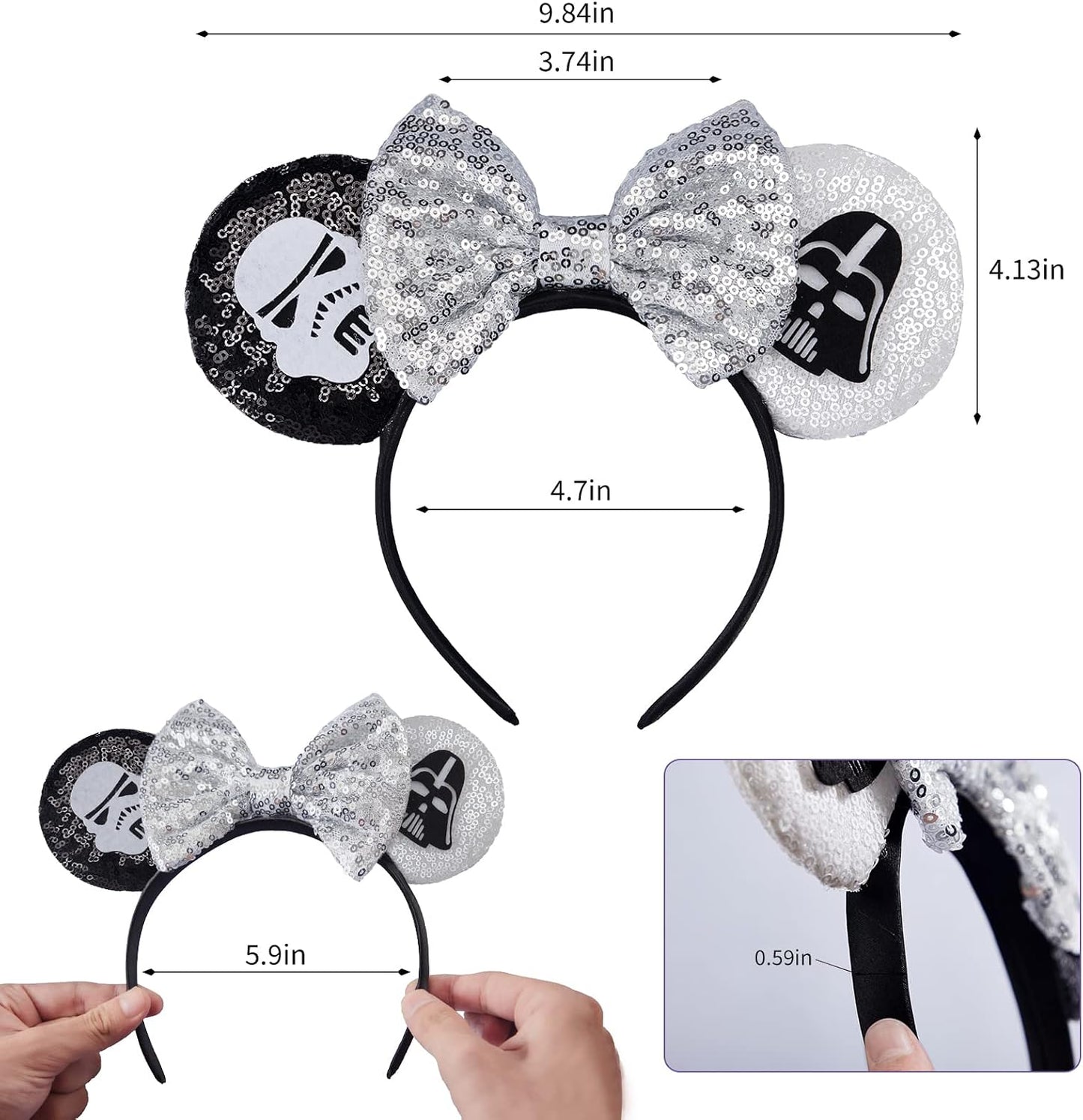 FANYITY Serre-tête oreilles de souris à paillettes pour garçons filles femmes