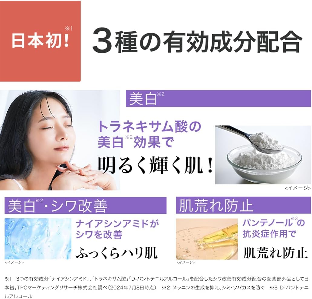 Dermaide Triple Active Lotion Lotion, 5.3 fl oz (150 ml), Quasi-drug, Niacinamide, Whitening, Stain Prevention, Wrinkle Improvement, Rough Skin