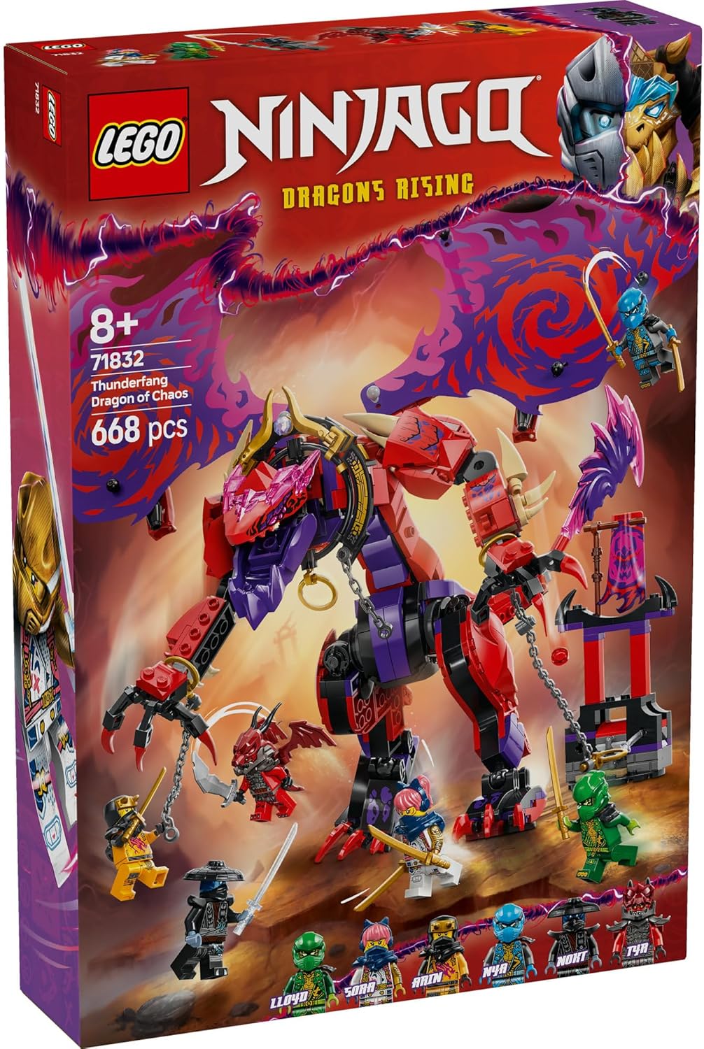 LEGO NINJAGO 71832 Chaos Dragon: Thunder Fang, Toy Building Blocks, Present, Birthday Gift, Blocks, Boys, Girls, Children, Ages 8, 9, 10, Elementary School Students, Battle Robots
